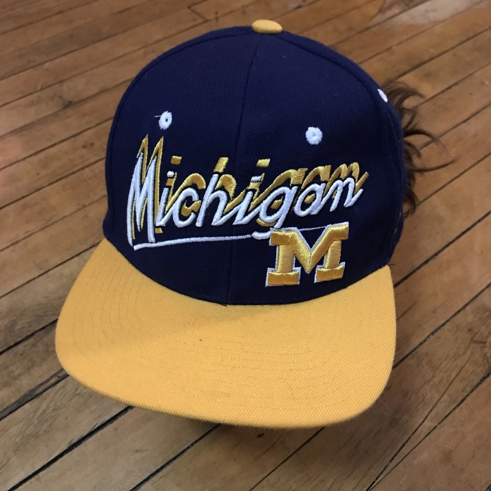 Michigan Wolverines Adjustable Vintage Hat Zephyr Navy Blue Maize Snapback Cap